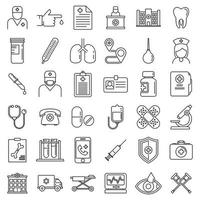 Private clinic hospital icons set, outline style vector