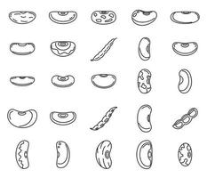 Legume kidney bean icons set, outline style vector