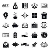 Crowdfunding platform community icons set, simple style vector