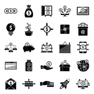 Crowdfunding platform community icons set, simple style