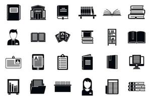 Library book icons set, simple style vector