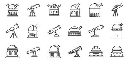 Planetarium astronomy icons set, outline style vector