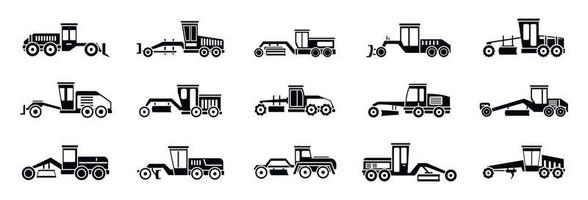 Grader machine truck icons set, simple style vector