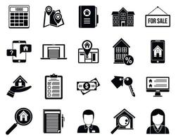 City realtor icons set, simple style vector