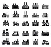 Eco recycle factory icons set, simple style vector