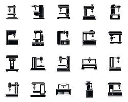 Milling Machine tool icons set, simple style vector