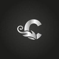 silver luxury letter C logo. C logo with graceful style vector file.