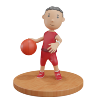 3D boy dribble ball basketball png