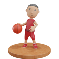 3d pojke dribbla boll basket png