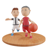 3D-jongens die basketbal spelen png