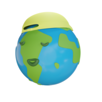 3d world hat illustration with transparent background png