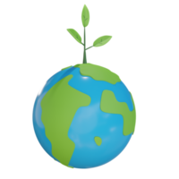 3d world plant illustration with transparent background png