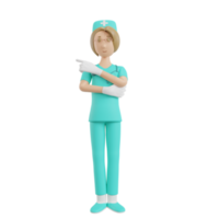 L'illustration de l'infirmière de rendu 3d avec un geste montre la direction
