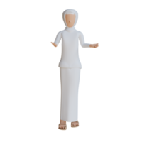 3d woman muslim introduce illustration with transparent background png