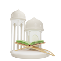 quran podium with gate mosque illustration 3d png