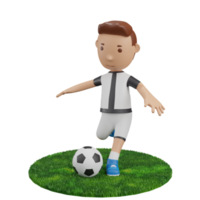 3d renderização menino atirar bola futebol png