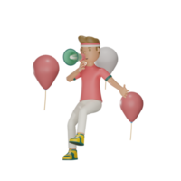 3d Indonesian Independence day character hold megaphone balloon with transparent background png