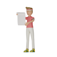 3d Indonesian Independence day character read declaration with transparent background png