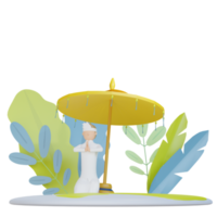 3d umbrella with man bali's silent illustration with transparent background png