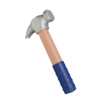 3D hammer object with transparent background png