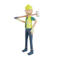 Construction worker carrying hammer png