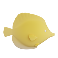 Illustration de poisson tang jaune 3d avec fond transparent png