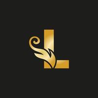 Gold luxury letter L logo. L logo with graceful style vector file.
