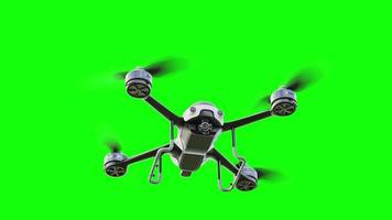 Drone white color flying close-up. Animation Loop On Green Screen. 3D Render. video