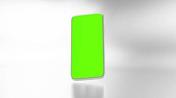 Metallic phone Mock-Up Animation. Green screen with bright light and contrast shadow background. Minimal idea concept, 3D Render. video