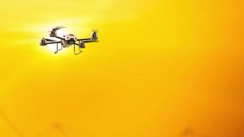 Drone white color flying at sunrise. Space side area for your text and banner design. 3D Render. video