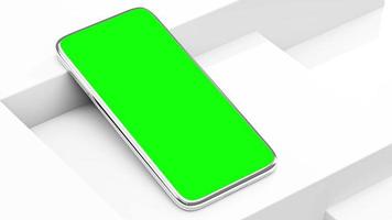 Metallic phone Mock-Up Animation. Green screen with bright light and contrast shadow background. Minimal idea concept, 3D Render. video