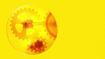 Gear yellow translucent. Animation seamless loop and Space for banner and logo background. Minimal idea concept, 3D Render. video