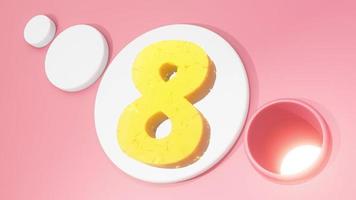 Countdown time ten to one. motion graphic made up of broken thing. Designed in pastel tone yellow color on pink background. Minimal idea concept. 3D Render. video