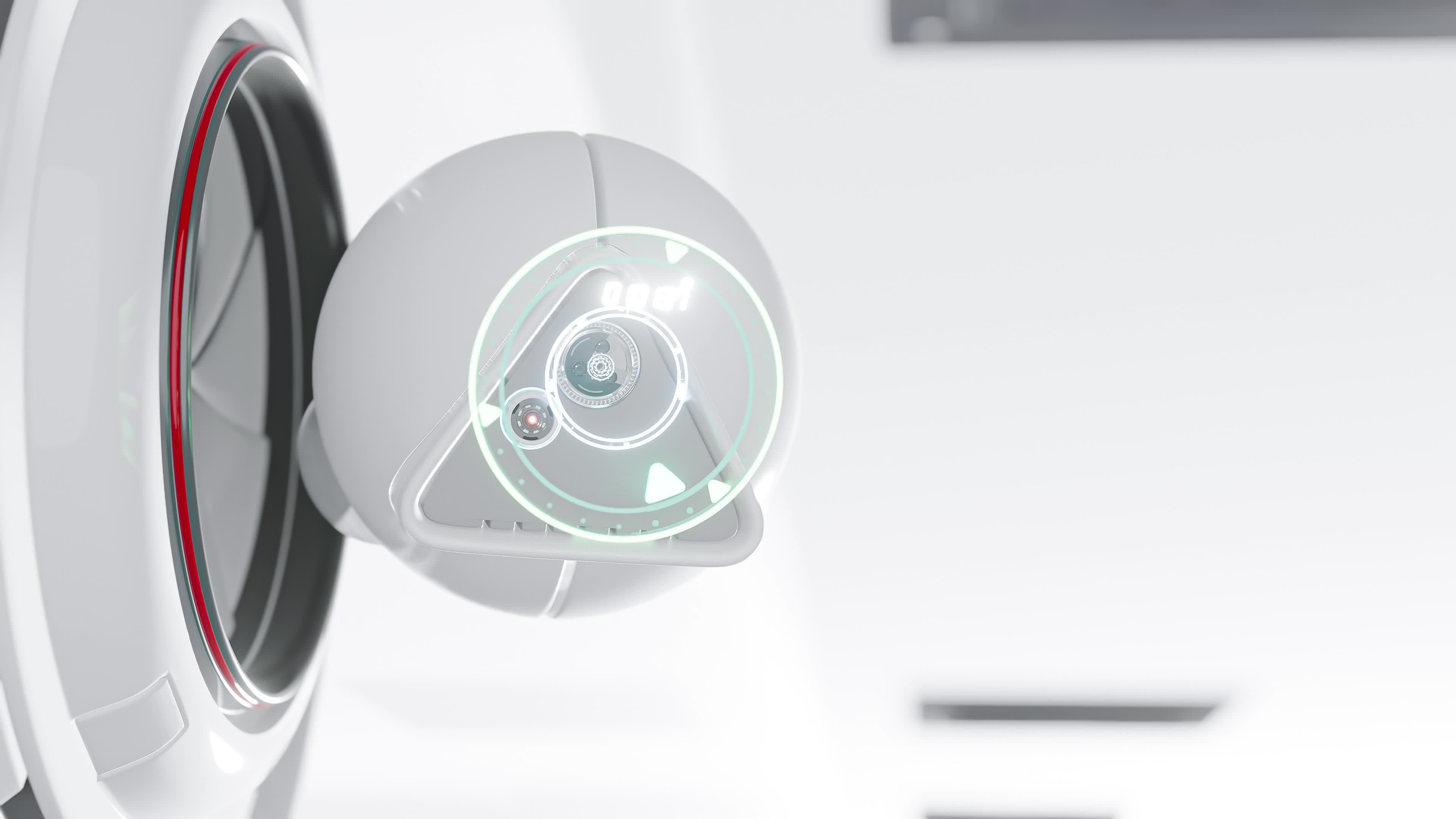 Futuristic security CCTV camera with Motion sensor. Scan the area for