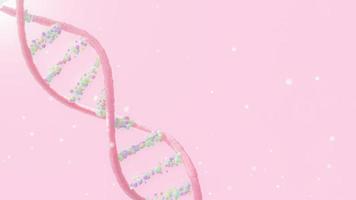 abstrakte rosa dna. in Pastelltönen gestaltet. kann im Hintergrund der Bildungs-, Wissenschafts- oder Medizinindustrie verwendet werden. 3D-Rendering. video