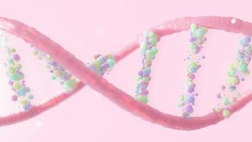 abstrakte rosa dna. in Pastelltönen gestaltet. kann im Hintergrund der Bildungs-, Wissenschafts- oder Medizinindustrie verwendet werden. 3D-Rendering. video