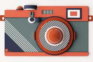 Design with composition the camera of geometric memphis style shapes in pastel tone. 3d rendering illustration photo