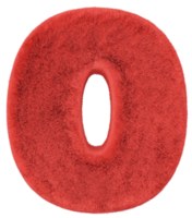 number made from fur . 3d render png