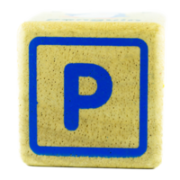 P text letters written on wooden cubes png