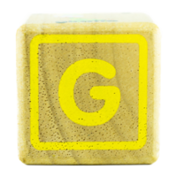 G text letters written on wooden cubes png