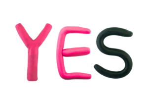 message  yes Funny plasticine alphabet letters on white background png