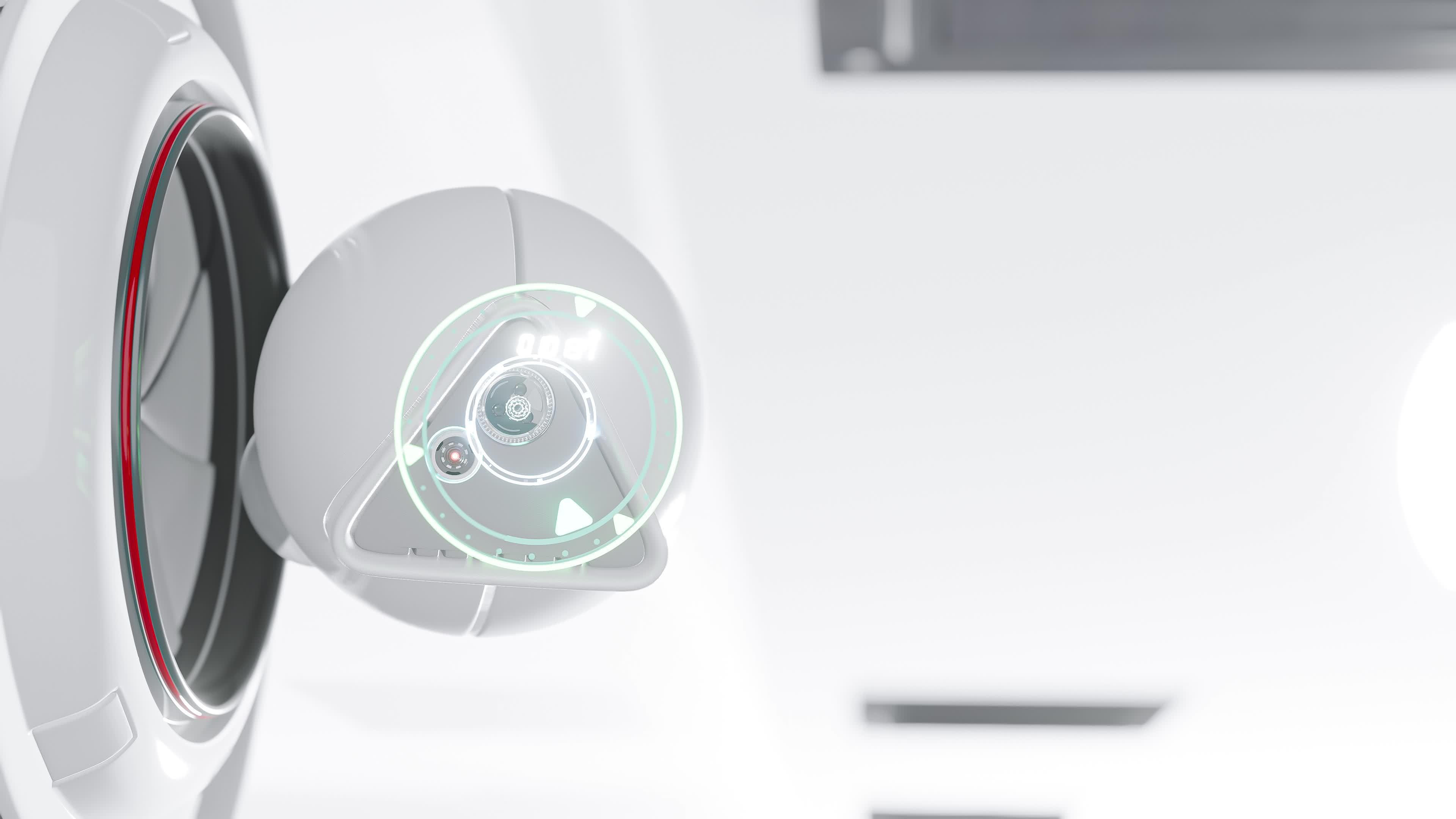 Futuristic security CCTV camera with Motion sensor. Scan the area for surveillance purposes