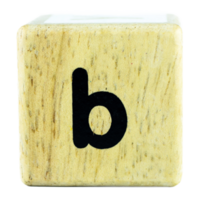 B text letters written on wooden cubes png