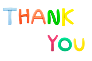 message Thank  you Funny plasticine alphabet letters on white background png