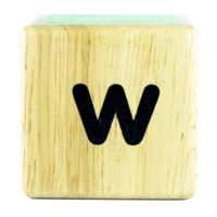 W text letters written on wooden cubes png