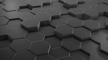 Black hexagon background footage. Moving colorful mosaic chaotic animation. Hi-tech isometric view geometric hexagonal backdrop. video