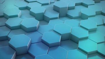 Blue hexagon background footage. Moving colorful mosaic chaotic animation. Hi-tech isometric view geometric hexagonal backdrop. video