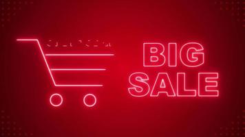 Big sale only today red neon glow text animation red background for promotion big sale business video