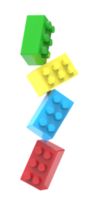 blocs colorés de jouets isolés sur fond blanc. png