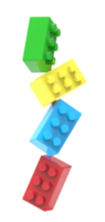 blocs colorés de jouets isolés sur fond blanc. png